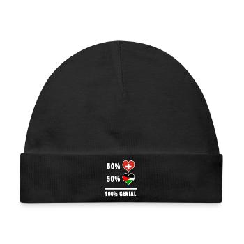 Palästina und Schweiz 100% Genial Flagge - Baby Premium Organic Mütze - Schwarz - Vorne