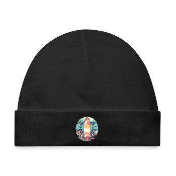 Surfbrett - Baby Premium Organic Mütze - Schwarz - Vorne