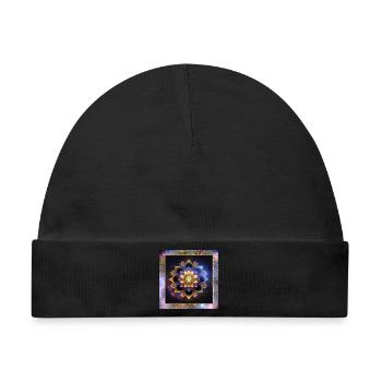Mandala Lotusblume - Baby Premium Organic Mütze - Schwarz - Vorne