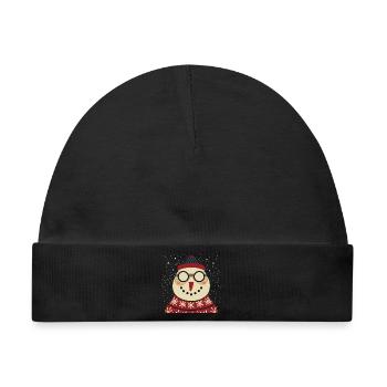 Winter Eulenpullover mit Brille - Baby Premium Organic Mütze - Schwarz - Vorne