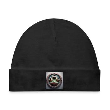 Frosch mit Taucherhelm schaut durch Bullauge - Baby Premium Organic Mütze - Schwarz - Vorne