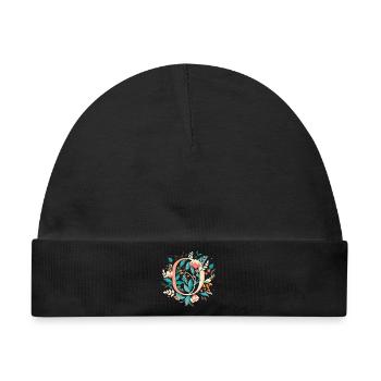 O typography floral - Baby Premium Organic Mütze - Schwarz - Vorne