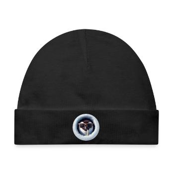 Pinguin mit Sonnenbrille und Strohhalm durch Eis - Baby Premium Organic Mütze - Schwarz - Vorne