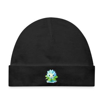 Kawaii Männchen auf Seerose – Blaues Design - Baby Premium Organic Mütze - Schwarz - Vorne