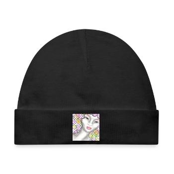Kunstvolle Frauenportrait mit Pastellfarben - Baby Premium Organic Mütze - Schwarz - Vorne