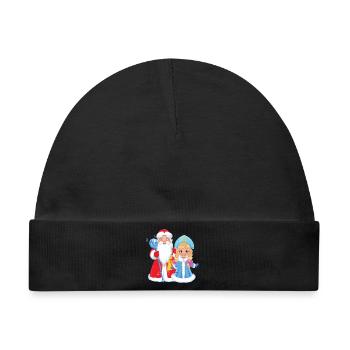 Ded Moroz Snegurotschka russischer Weihnachtsmann - Baby Premium Organic Mütze - Schwarz - Vorne