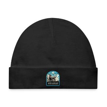 Mercantour-Gamsabzeichen: Alpine Fauna - Baby Premium Organic Mütze - Schwarz - Vorne