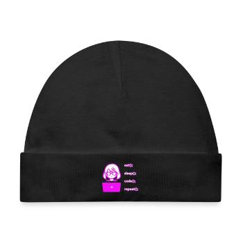 eat sleep code repeat Frau Computer - Baby Premium Organic Mütze - Schwarz - Vorne