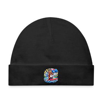 Quokka Australien Surfing Design - Baby Premium Organic Mütze - Schwarz - Vorne