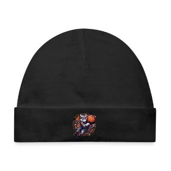Basketball Katze Dunking Brille Geschenk - Baby Premium Organic Mütze - Schwarz - Vorne