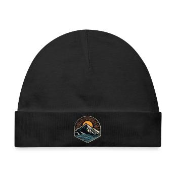 Bergsonne Wellen Patch - Baby Premium Organic Mütze - Schwarz - Vorne