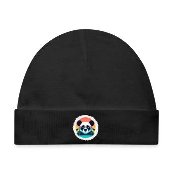 Baby-Panda im Urlaub - Baby Premium Organic Mütze - Schwarz - Vorne