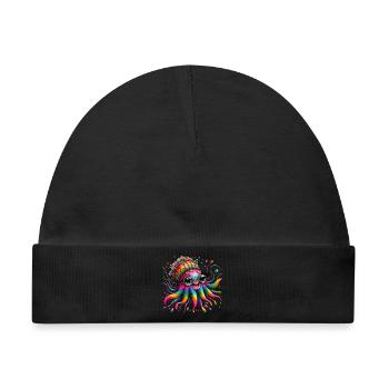 Krake Qualle Meer bunte Tiere Hippie - Baby Premium Organic Mütze - Schwarz - Vorne