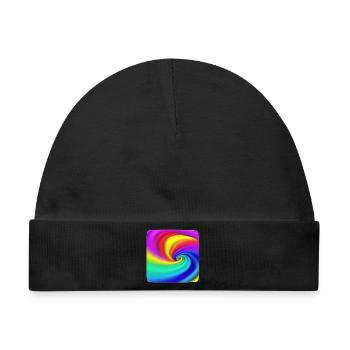 Regenbogenwirbel Farbenspiel - Baby Premium Organic Mütze - Schwarz - Vorne
