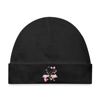 prächtiger Hirschkäfer mit Flügel & Magnolienblüte - Baby Premium Organic Mütze - Schwarz - Vorne