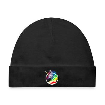 Regenbogen Einhorn Zebra - Baby Premium Organic Mütze - Schwarz - Vorne