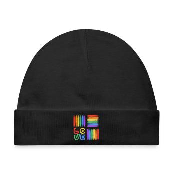 Regenbogen-Liebe Pinselkunst - Baby Premium Organic Mütze - Schwarz - Vorne