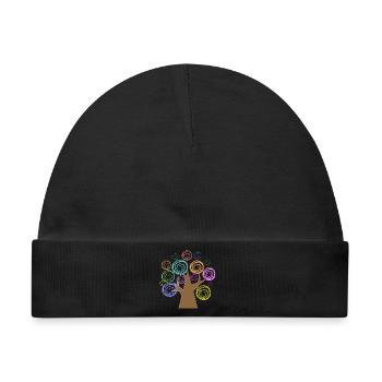 Colorful Spiral Baum Design - Baby Premium Organic Mütze - Schwarz - Vorne