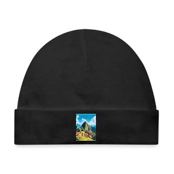 Machu Picchu Peru Reise Poster Souvenir Farbe WPA - Baby Premium Organic Mütze - Schwarz - Vorne