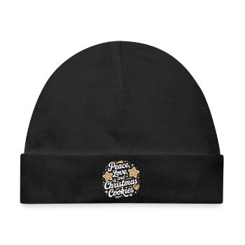 Frieden, Liebe und Weihnachtsplätzchen - Baby Premium Organic Mütze - Schwarz - Vorne