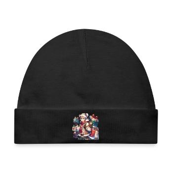 Winterliches Manga Geschenk-Design für Weihnachten - Baby Premium Organic Mütze - Schwarz - Vorne
