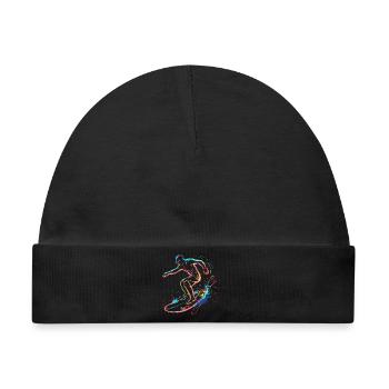 Surfing Boy Retrowave - Baby Premium Organic Mütze - Schwarz - Vorne