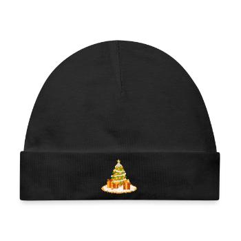 Pixelkunst Tannenbaum mit Geschenken - Baby Premium Organic Mütze - Schwarz - Vorne