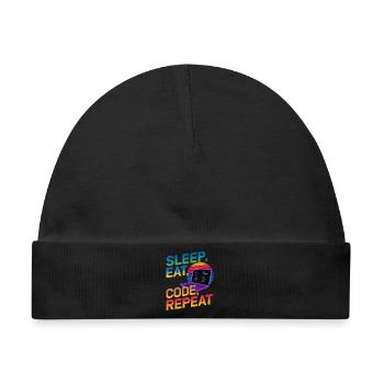 Sleep Eat Code Repeat Geschenk für Coder - Baby Premium Organic Mütze - Schwarz - Vorne
