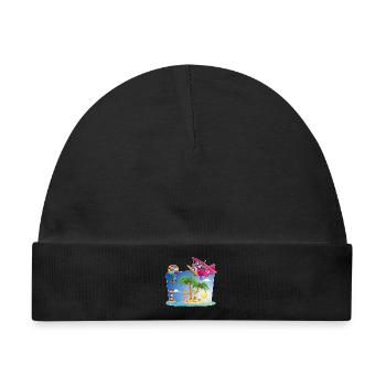 Sonne, Insel, Flugzeug, Palmen, Heißluftballon - Baby Premium Organic Mütze - Schwarz - Vorne