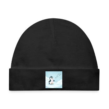 Süßer Pinguin singt im Schnee - Baby Premium Organic Mütze - Schwarz - Vorne