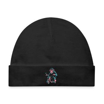 Affe auf dem Roller – Retro Streetstyle - Baby Premium Organic Mütze - Schwarz - Vorne