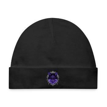 lila Fuchskopf Mandala Portrait - Baby Premium Organic Mütze - Schwarz - Vorne