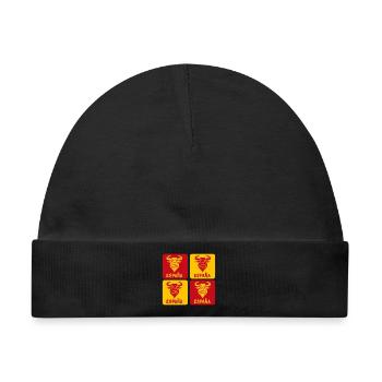 Spanien Stier Nationalfarben Design - Baby Premium Organic Mütze - Schwarz - Vorne