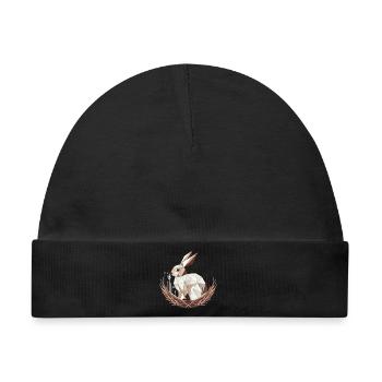 Geometrischer Hase im Nest –Stilvolles Osterdesign - Baby Premium Organic Mütze - Schwarz - Vorne
