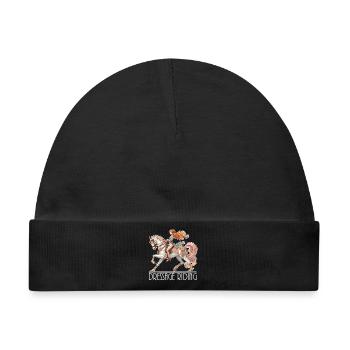 Dressurreiten Reiten Pferd edel dynamisch Geschenk - Baby Premium Organic Mütze - Schwarz - Vorne