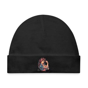 Stärke starke Frau Rockabilly Geschenk - Baby Premium Organic Mütze - Schwarz - Vorne