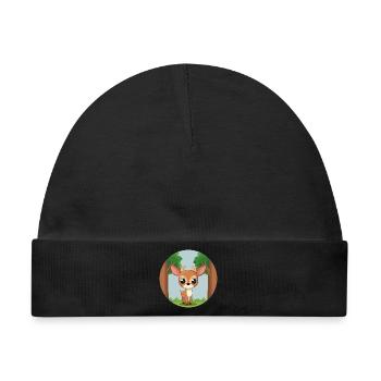 Entzückendes kleines Rehkitz im Wald (v03) - Baby Premium Organic Mütze - Schwarz - Vorne