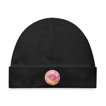 Yoga Mandala Konzentration rosa Aquarell Namaste - Baby Premium Organic Mütze - Schwarz - Vorne