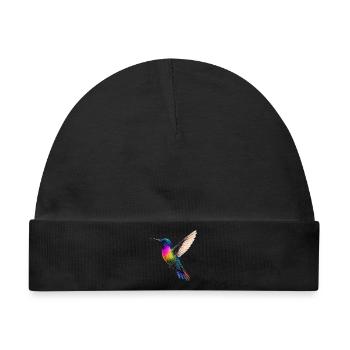 Lebendiges Regenbogen-Kolibri-Design - Baby Premium Organic Mütze - Schwarz - Vorne