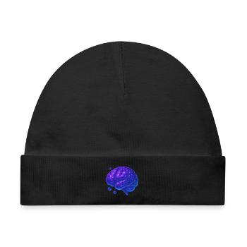 3D Gehirn Molekular Blau Lila - Baby Premium Organic Mütze - Schwarz - Vorne