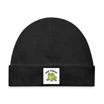 Lustiger Frosch mit Statement Text - Baby Premium Organic Mütze - Schwarz - Vorne