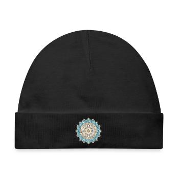 Persisches Mandala – Blau & Gold - Baby Premium Organic Mütze - Schwarz - Vorne