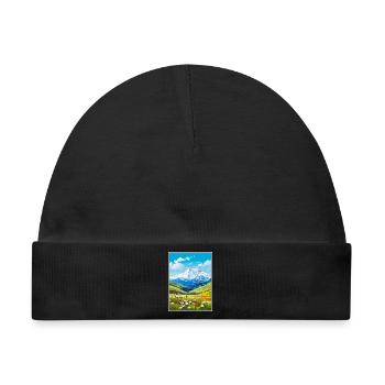 Mount Elbrus Russland Reiseplakat Stadtbild WPA - Baby Premium Organic Mütze - Schwarz - Vorne