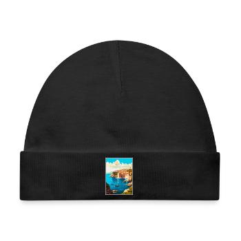 Dubrovnik Kroatien Vintage-Reiseplakat Stadtbild - Baby Premium Organic Mütze - Schwarz - Vorne