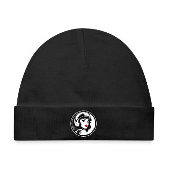 Retro Chic Racer Frau mit Helm - Baby Premium Organic Mütze - Schwarz - Vorne