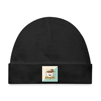 Happy Coffee Becher und Code - Baby Premium Organic Mütze - Schwarz - Vorne