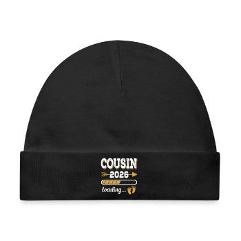 Cousin 2026 Loading Großer Cousin Geschenk - Baby Premium Organic Mütze - Schwarz - Vorne