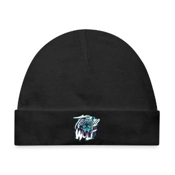 Neon Techno Wolf Head–Rave Wolf - Baby Premium Organic Mütze - Schwarz - Vorne