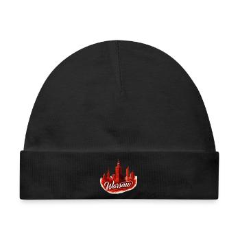 Warschau Stadtmotiv in Rot Polen cool Geschenk - Baby Premium Organic Mütze - Schwarz - Vorne