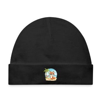 Süßer Fuchs mit Brille Strand-Sommerurlaub - Baby Premium Organic Mütze - Schwarz - Vorne